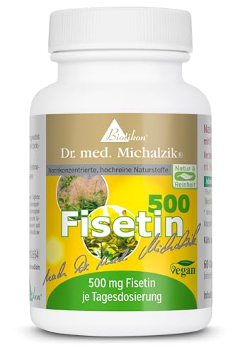 Biotikon Fisetin 500 Dr. med. Michalzik - je Tagesempfehlung Fisetin [500 mg] - optimale Bioverfügbarkeit durch Bockshornkleesamen - ohne Zusatzstoffe