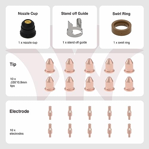 YESWELDER 23pcs Plasma Cutting Torch Consumables Sets Tip Electrode for IPL50 Plasam Cutting Torch