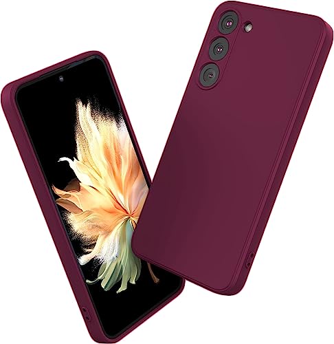 Image of DIZORO Microfiber Candy Case Compatible for Samsung A14 5G Smooth Touch Cushion Liquid Soft Silicone Gel Rubber Phone Cases Non-Slip Full Body Protective Shockproof Back Cover (Wine Red)