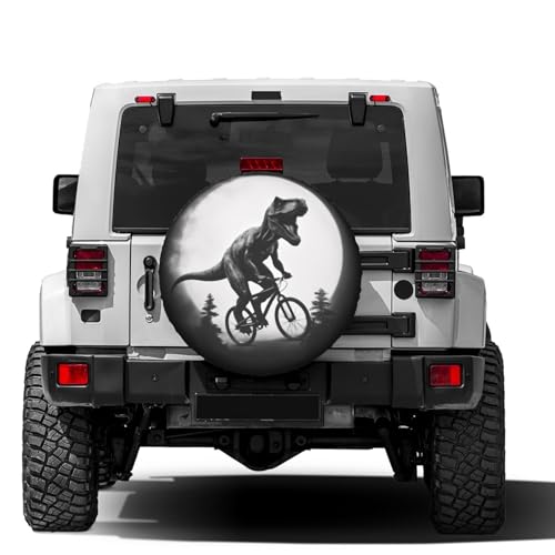 Image of Delerain Spare Tire Cover Dinosaur Moon Ride Bike Wheel Covers Waterproof Dust-Proof UV Sun Universal Fit for Trailer RV SUV Truck and Many Vehicle (17 Inch for Diameter 31 inch-33 inch)
