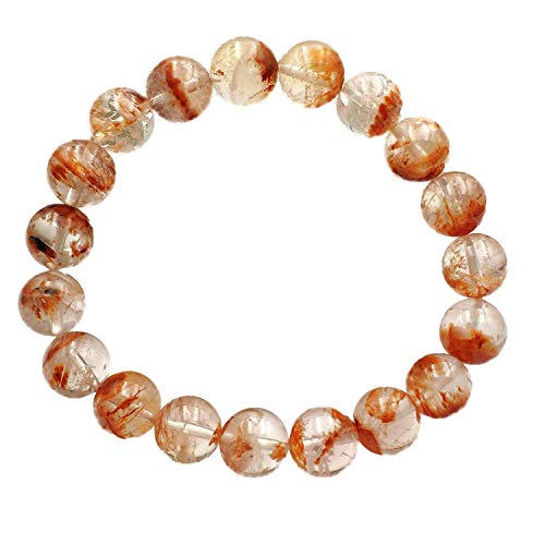 Pulsera de sericita blanca XJBTBA con cristal de nieve naranja de 10 mm