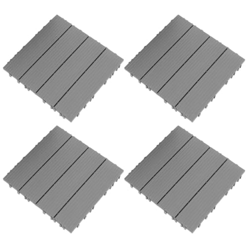 Artibetter 4pcs Outdoor Flooring Plastic Interlocking Deck Tile for Patio Garden Imitation Wood Flooring Self-assemble Interlocking Floor Balcony Use