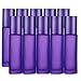 JamHooDirect Lot de 10 flacons roll-on vides rechargeables en verre givré coloré avec 1 ouvre-bouteille et 1 compte-gouttes, parfaits pour l'aromathérapie, le parfum, le parfum (couleur violette)