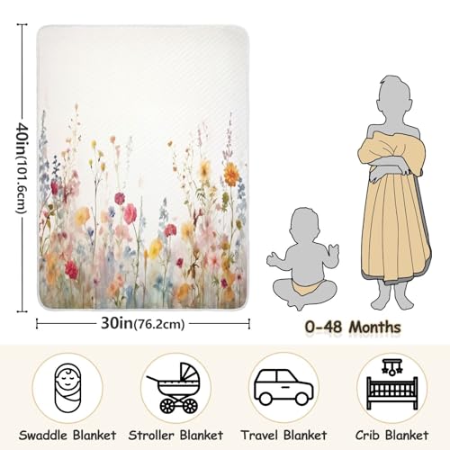 Image of Wildflowers11 Baby Blanket Cotton Cozy Throw Blanket Warm Nursery Swaddle Receiving Toddler Blankets 30 inch x 40