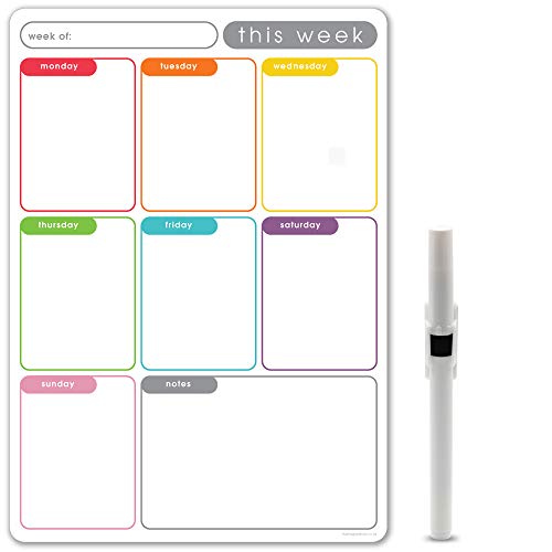 magnétique Planificateur Hebdomadaire par The Magnet SHOP - aimant pour réfrigérateur Calendrier pour maison, Bureau et cuisine