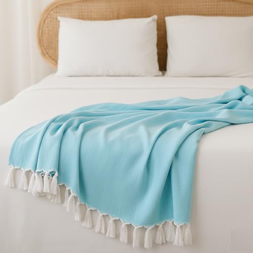 Image of Soft Dull Cotton Bhagalpuri Chadar for Summer | Lightweight and Breathable Chadar for Sleeping | Odhne Wali Chadar for All Season Use Blanket (Blue)