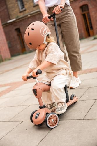 Scoot & Ride Highwaykick 1 Push and Go Kickboard mit Sitz Kinderroller Scooter 2in1 Laufrad mit Lenkstange ab 1 2 Jahren mitwachsend H&ouml;henverstellbar werkzeuglos (Mocha)