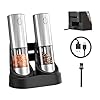 Electric salt and pepper grinder setautomatic salt and pepper shakers set rechargeable stainless steel spice grinder for kitchen  urban country home decor