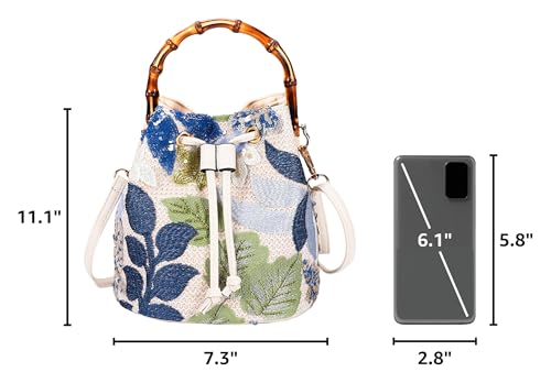 Bolso bandolera mujer Bohemia con mango bambú miniatura 3