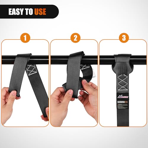 Image of Nilight Soft Loop 1.7 inchx17 inch Motorcycle Tie Down Straps Heavy Duty 12000Lbs Max Break Strength for Securing ATV UTV Kayak Moving Cargo (8PK-Black)