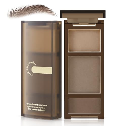 Boobeen Paleta de Polvos para Cejas de 3 Colores, Polvo Natural Impermeable de Larga Duración para Cejas, Maquillaje en Polvo Definidor de Cejas para Realzar y Rellenar las Cejas, Polvo Suave