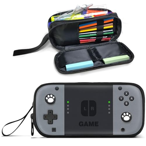 JIRAIKEI Gamer Pencil Case for Boys, Large Boys Pencil Pouch for Kids Teens School, Big Capacity Pen Box Pen Bag Organizer with 2 Compartments & Zipper