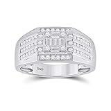 Gesamtgewicht: 3/4 Karat. Diamond2Deal Herren-Ring 14 Karat Weißgold Baguette-Diamant quadratisch 3/4 Karat