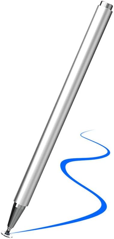 GadgetBite Stylus Pen for Android Tablet & iOS All Touchscreen Devices Capacitive Universal Smart Pencil with Fine Point Disc Tip Lightweight Metal Body Magnetic Cap for Mobile Phone iPad Tab - Silver