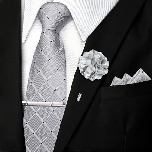 Image of DiBanGu Silk Zipper Ties for Men, Formal Pre-tied Necktie | Adjustable Tie,6PCS,Various Design Styles,Jacquard Woven,Skin-friendly,Practical Gift,Great for Wedding Party,Business Formal