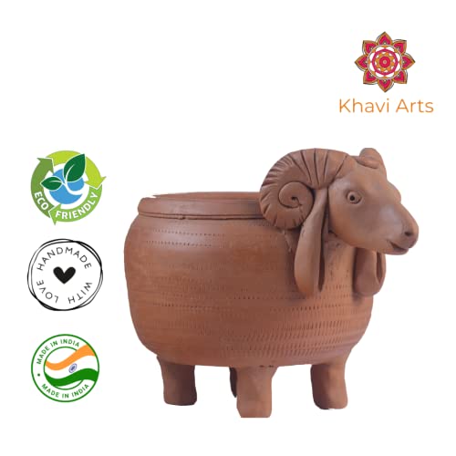 Image of Premium Handmade Artisanal Terracotta Clay Sheep Shaped Pot / Planter / Flower Pot for Indoor Plants | Ideal for Home Decor or Showpiece or Key Holder| Eco Friendly| Handmade by Rural Artisans| Perfect for Balcony and Gifting