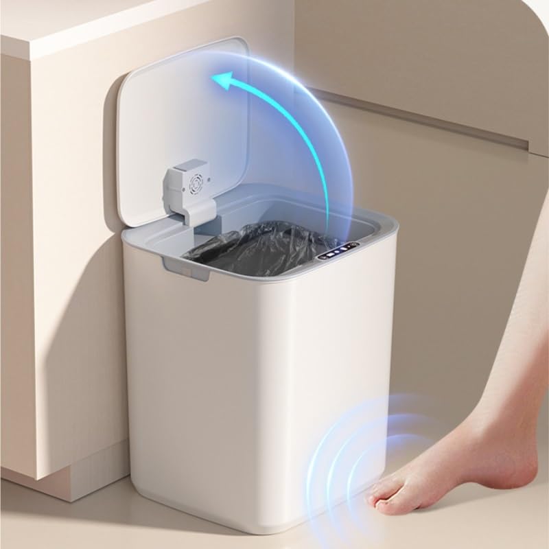 Home Smart PP Trash Can with Lid Living Room Bathroom Toilet Kitchen Garbage