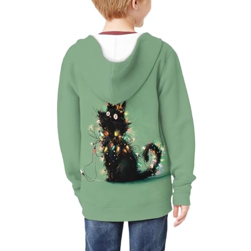 Viewamoon Moletom infantil com zíper 6-16 meninas meninos outono moletom com bolso, Linda decoração