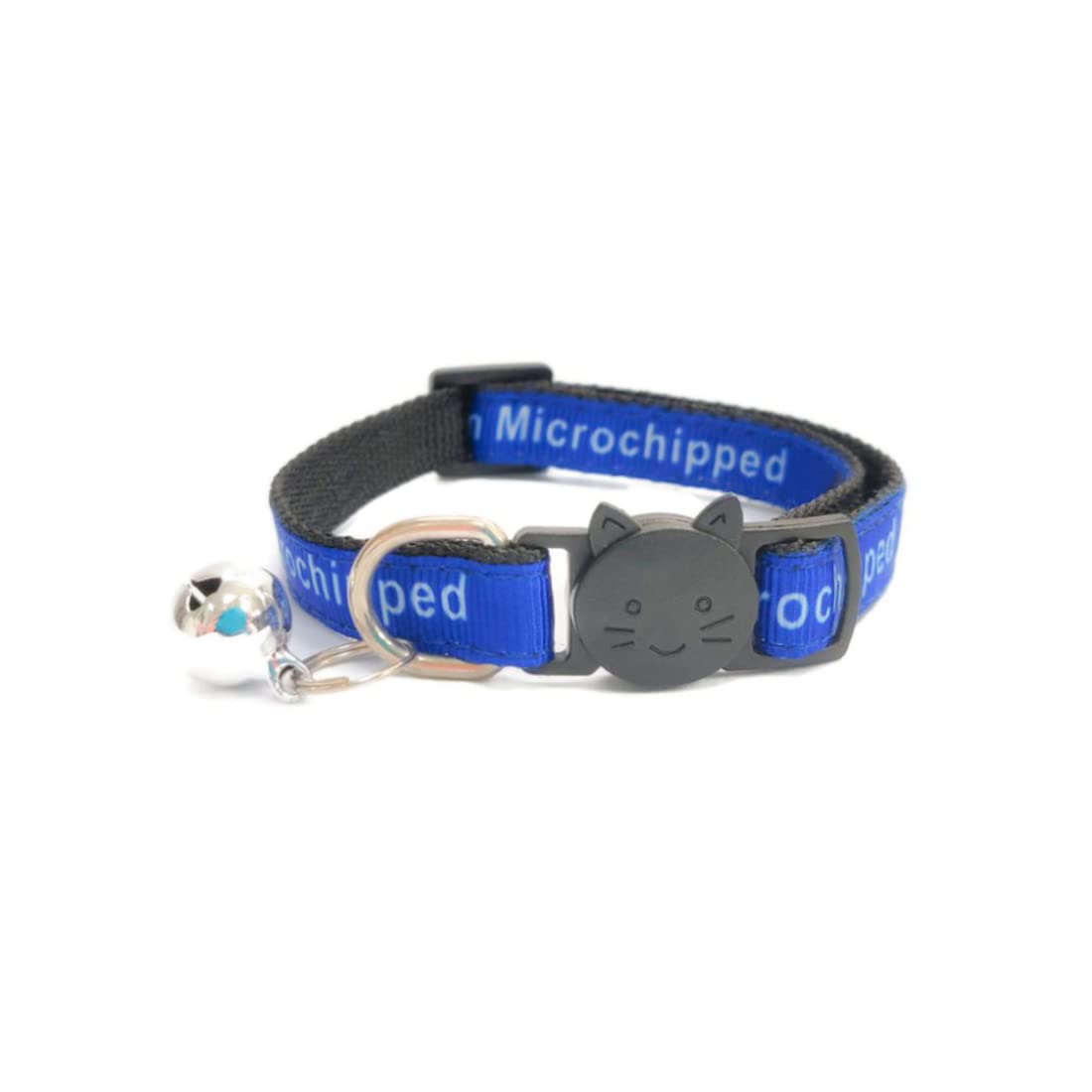Worded Cat Collars with Bell - Please Do Not Feed Me, I Am Microchipped, 3. Blue, I Am Microchipped, Pack of 1