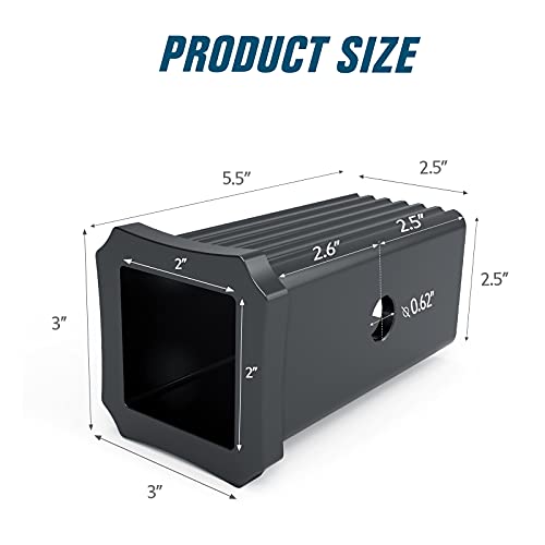 Elitetool Upgraded 2-1/2 Inches Class V To 2 Inches Class Iii&Iv Trailer Hitch Adapter - Heavy Duty 2.5" To 2'' Reducer Sleeve Insert Receiver Converter For Bike Rack And Cargo Carriers #TOP1