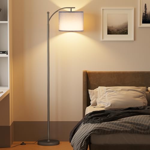 Image of SUNMORY Arc Floor Lamp, Modern Floor Lamp with 9W 3 Color Temperatures Bulb, Metal Standing Lamps with Adjustable Hanging Lampshade, Tall Floor Lamps for Living Room, Bedroom, Office