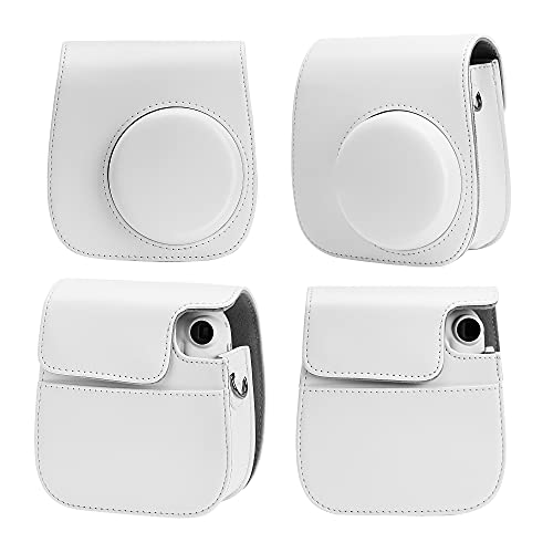 Blummy Pu Leather Camera Case Compatible With Fujifilm Instax Mini 11 Instant Camera With Adjustable Strap And Pocket (White) #TOP1