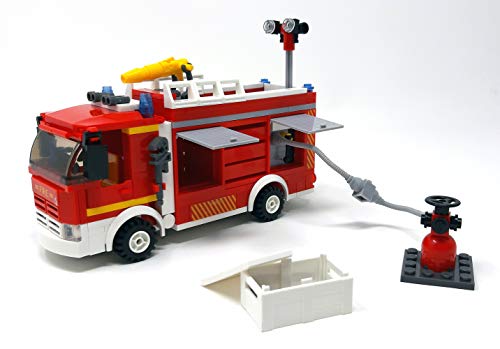 Preisvergleich Produktbild Modbrix Bausteine Feuerwehrauto Feuerwehr Tanklöschfahrzeug, 343 Klemmbausteine