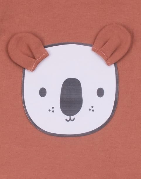 Image of 100% Cotton Animal face Print with 3D ears Rompers Sleepsuits Jumpsuit Night Suits for Infants Newborn Baby Boys & Girls