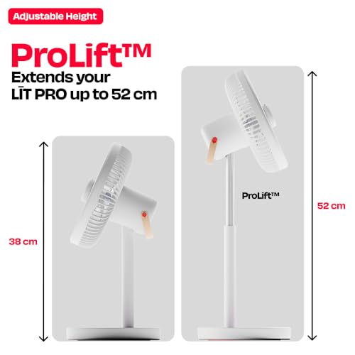 Image of NUUK LIT PRO All-Day Wireless Fan | Rechargeable | BLDC Motor | High Airflow | 6 Speed Settings + Wave Mode | Adjustable Height | Mood Light | Magnetic Remote