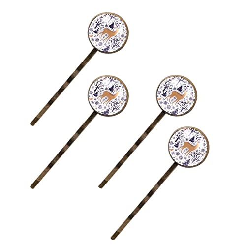 Idée cadeau femme lot de 4 épingles à cheveux cerf et flocon féerique