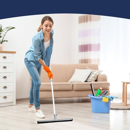Image of Lasnten 4 Pcs Double Foam Floor Squeegee for Concrete 22 Inch Industrial Floor Scrubber Stainless Steel Cleaning Squeegee with Rubber Heavy Duty Broom EVA Foam Blade for Garage Window Pool