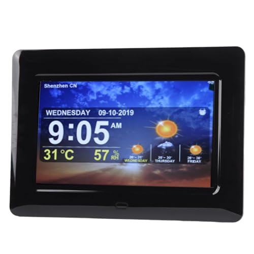 Uhr mit Tag und Datum für ältere Menschen, 7 Zoll Digitale Tageskalenderuhr mit Fernbedienung, Demenz-Alzheimer-Uhr mit Extra Großem Display, Unterstützt das Hochladen von Fotos, (EU-Stecker)