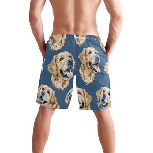 Men's Labrador Golden Retriever Dog Swim Trunks Novelty Beach Shorts Quick Dry Swimming Board Trunks3