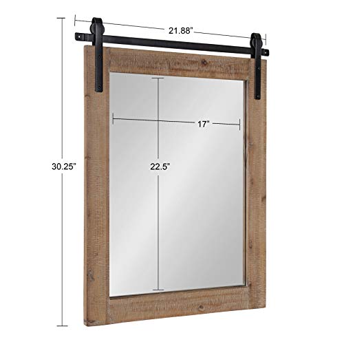 Kate And Laurel Cates Rustic Wall Mirror, 22" X 30" Rustic Brown, Farmhouse Barn Door-Inspired Wall Decor #TOP6