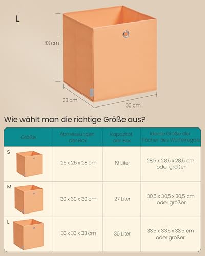 SONGMICS Aufbewahrungsbox, 6er Set, Ordnungsboxen, geruchsneutral, Faltbox, 33 x 33 x 33 cm, Stoffbox, für Würfelregal, Organizer bunt, Aufbewahrungskorb, für Schlafzimmer, Wohnzimmer RFB233X01