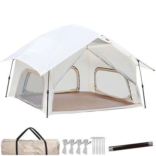 Chihee Tende da campeggio Pop up Installazione facile Tenda istantanea Rifugio all'aperto Tenda Stand-up Cabina quadrata per famiglie con Finestre a rete Parapioggia esterno Borsa da trasporto