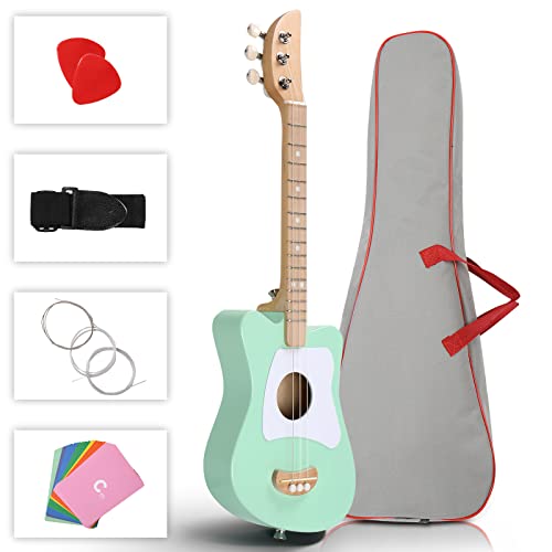 Ktaxon 3 String Acoustic Guitar For Kids, 23 Inch Guitar With Chord Flashcards, Fret Position Marks, Low Pitch Design And Slim Neck Suitable For Ages 3+ Baby, Kid And Children (Green) #TOP9