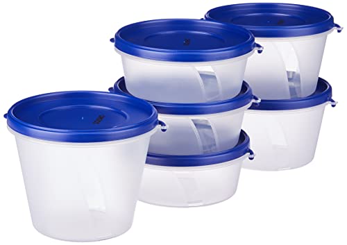 Amazon Brand – Solimo Nestable & Stackable Polypropylene Container Set, Round, Set of 6, Blue