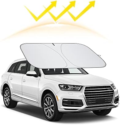 Windshield Sun Shade,Car Window Covers Opening Design Foldable Car Sun Protection,240T Titanium Silver Blocking Strong-Light &UV Protection Car Napping Shades,for Most Cars SUV Truck Car Accessories
