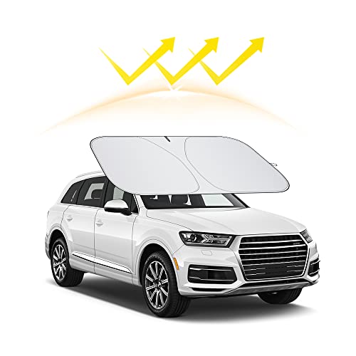 Windshield Sun Shade,Car Window Covers Opening Design Foldable Car Sun Protection,240T Titanium Silver Blocking Strong-Light &Uv Protection Car Napping Shades,For Most Cars Suv Truck Car Accessories #TOP2