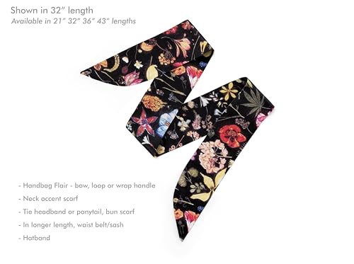 Liberty London Purse, Head, or Neck Scarf - "Floral Eve" Skinny Scarf - Headband, Handbag, Purse Handle - Silky Tana Lawn Cotton - Choose Length2
