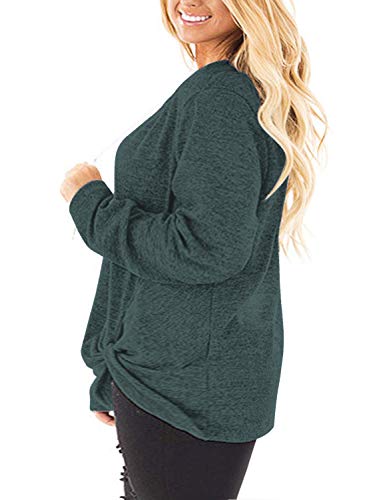 Image of DOLNINE Womens Plus Size Knotted Tops Long Sleeve Tee Shirts Loose Casual Blouse