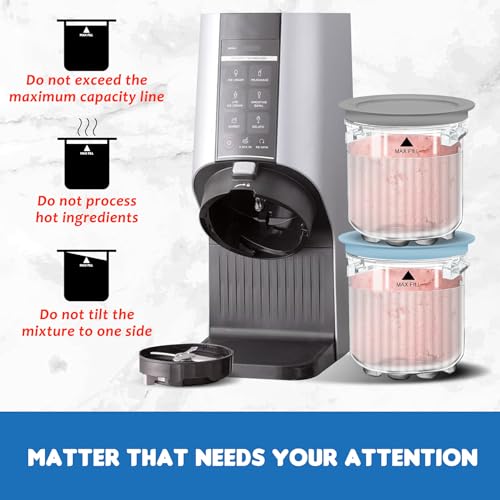 Image of Creami Breeze Pints and Lids for Ninja, 16oz Creamer Cups Storage Containers Holder Can Canisters Replacement Accessories for NC100 NC200 NC201 CN205A Ice Cream Maker Airtight BPA-Free Dishwasher Safe
