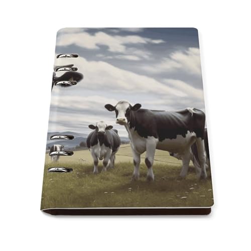 Cuaderno de hojas sueltas A5 para organizar tus días con diseño rústico de vacas