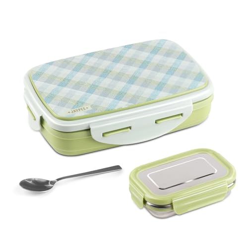 Image of JAYPEE Ecosteel Sr. Inner Stainless Steel Insulated Lunch Box for School Kids |Airtight Leakproof Tiffin Box for Kids |Food Grade|BPA Free, 550 ml, Green