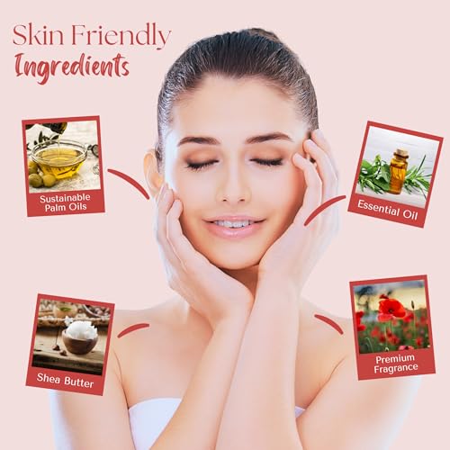 Image of Wavertree & London Poppy Scented Natural Soap (2 Bars), 7oz Moisturizing French Triple Milled Soap Bars enriched with shea butter - Pure Plant Based Bath & Body Bars for All Skin Types