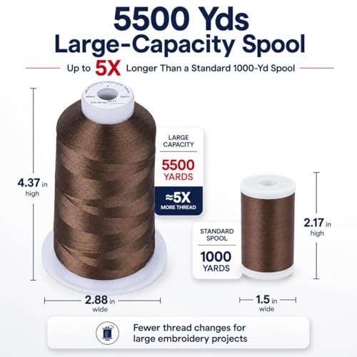 Image of Simthread Embroidery Thread 5000M 40WT Polyester, Coconut Shell S017 | 5000M 40WT polyester thread feeds smoothly for home or commercial embroidery projects.