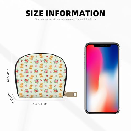 Men Leather Wallet Card Holder Golden Retriever Floral Dogs Travel Accessory3