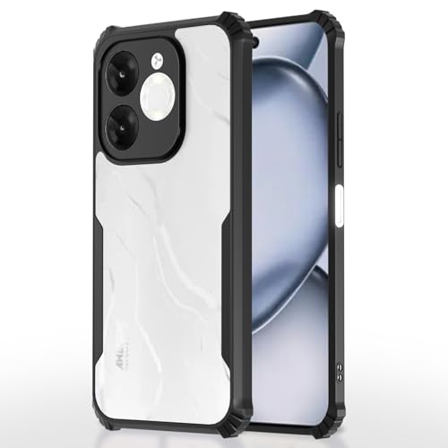 Image of Pikkme Crystal Clear Transparent Back Cover | Ultra Hyrbid | Full Camera Protection | Raised Edge | Bumper Case for itel A80 (Black)