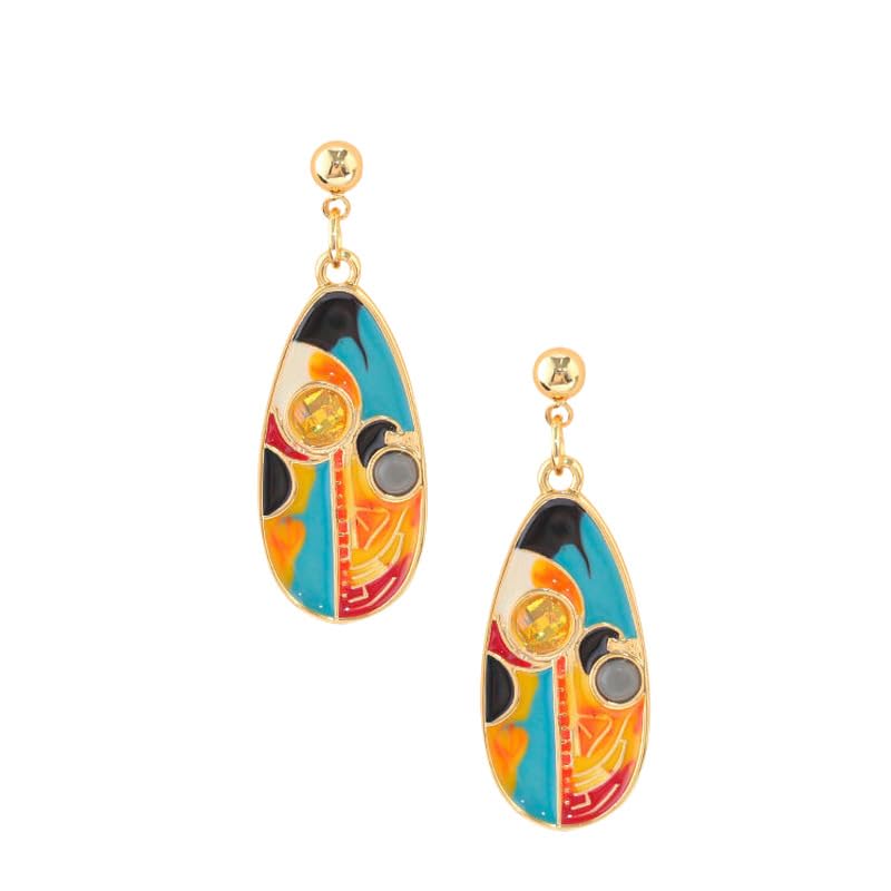 Boucles d'oreilles pendantes géométriques en émail coloré pour femme